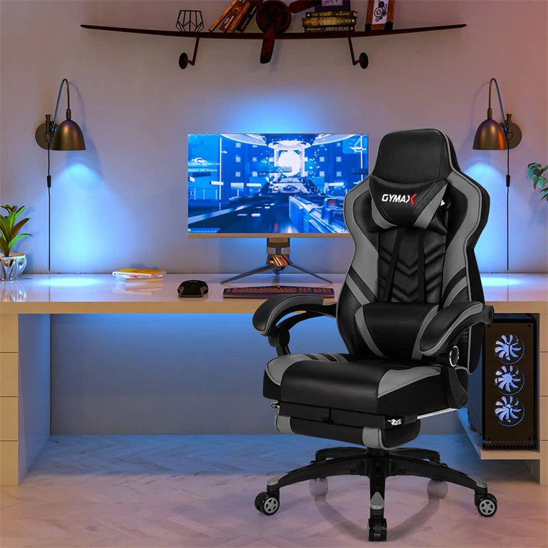 Ergonomic Gaming Chair Recliner with Footrest. Linkage Armrests & Lumbar Support. Big Wide High Back Swivel Video Gaming Office Computer Chair
