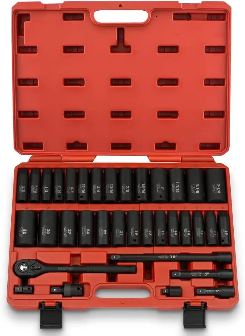 02448A 1/2-Inch Drive Impact Socket Set ¨C 65-Piece Master Kit Covering SAE (3/8¡å¨C1-1/4¡å) and Metric (10¨C24 mm). Includes Deep/Shallow Sockets. Adapters & Ratchet
