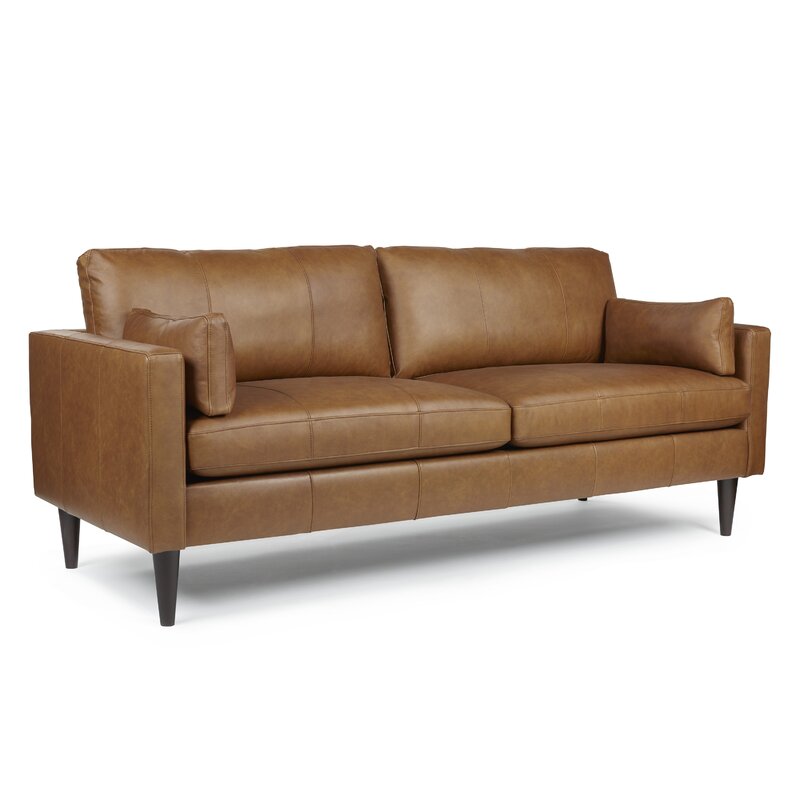 Gaia 81 Genuine Leather Square Arm Sofa
