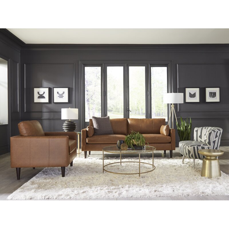 Gaia 81 Genuine Leather Square Arm Sofa
