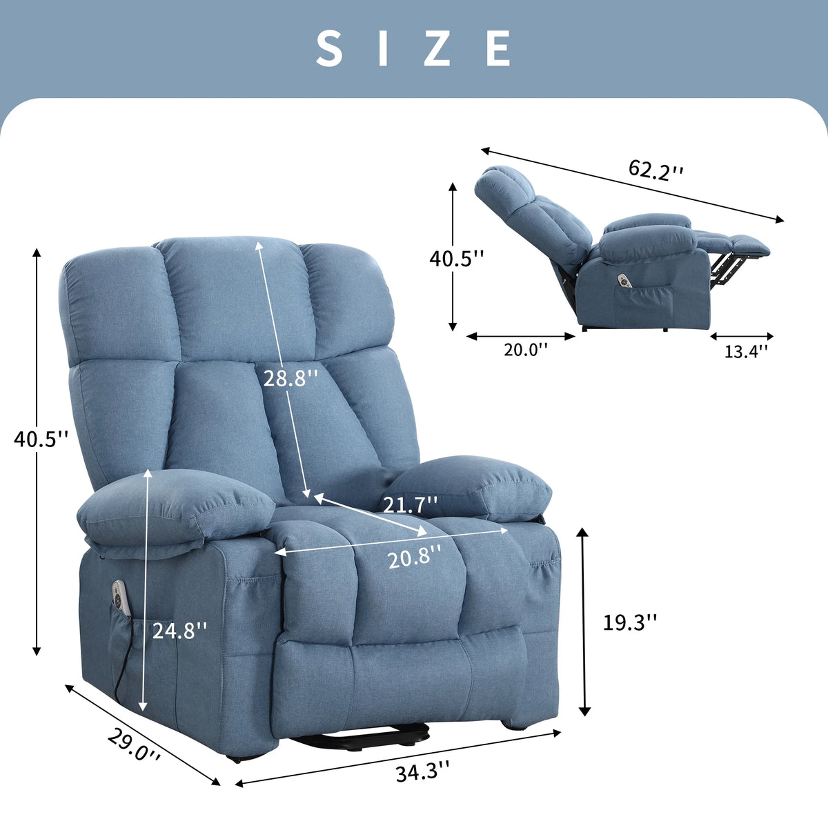 JONPONY Power Lift Recliner Chair Recliners for Elderly with Heat and Massage Recliner Chair for Living Room with Infinite Position and Side Pocket. USB Charge Port. Brown