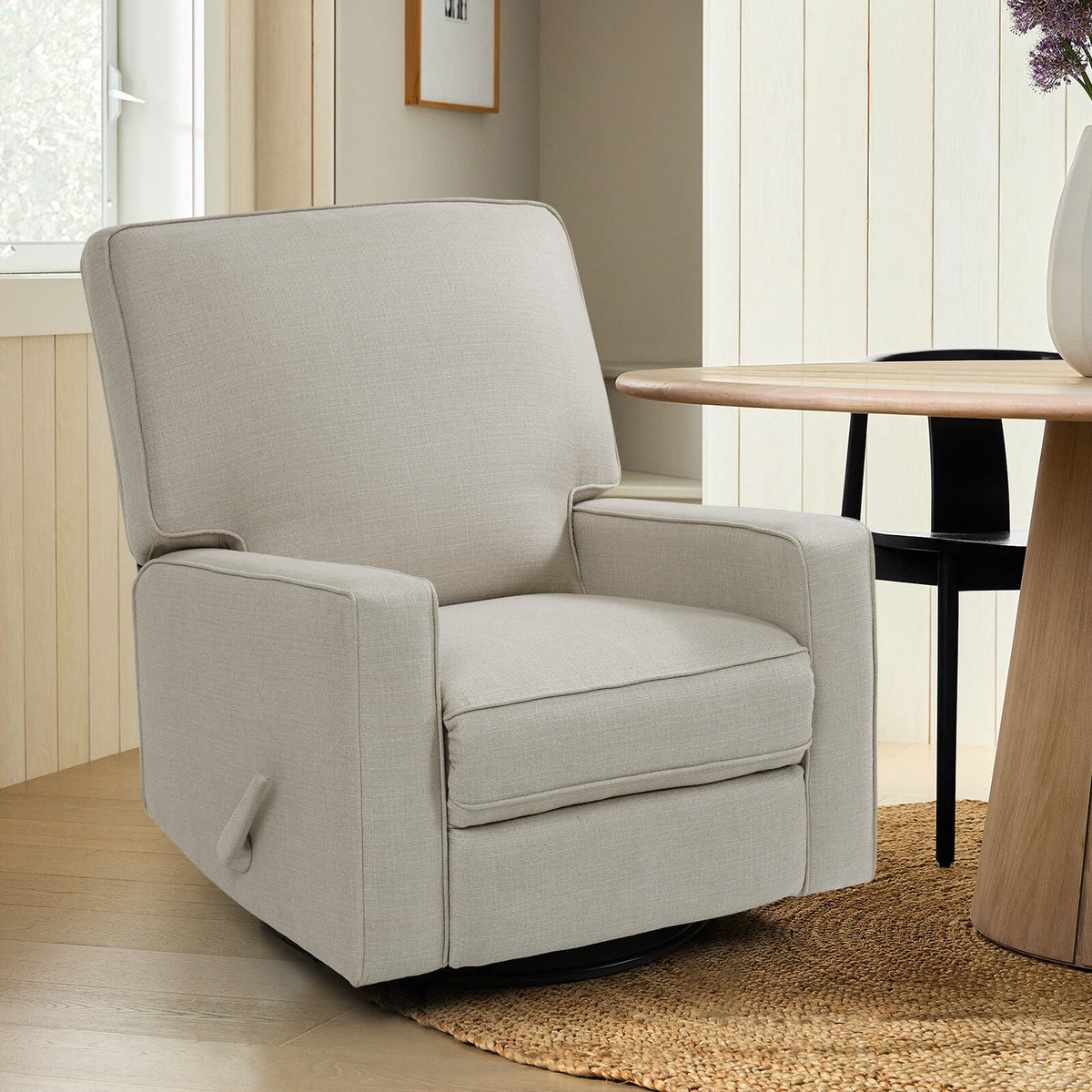 Manual Recliner Nursery Glider & Swivel Rocking Recliner Chair. Fabric