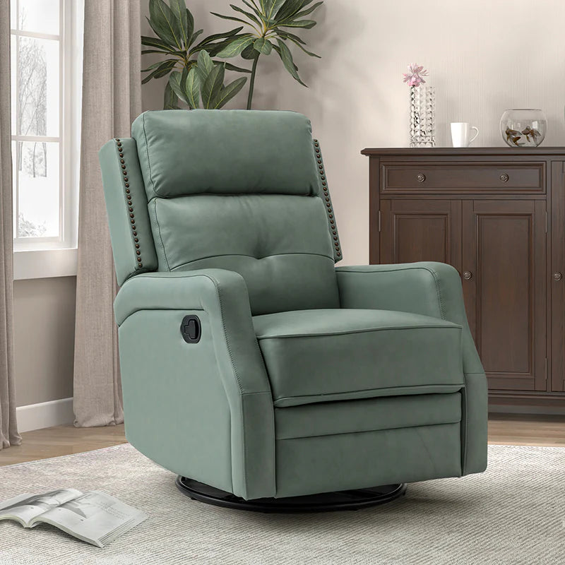 Benito 28.74 Wide Genuine Leather Swivel Rocker Recliner