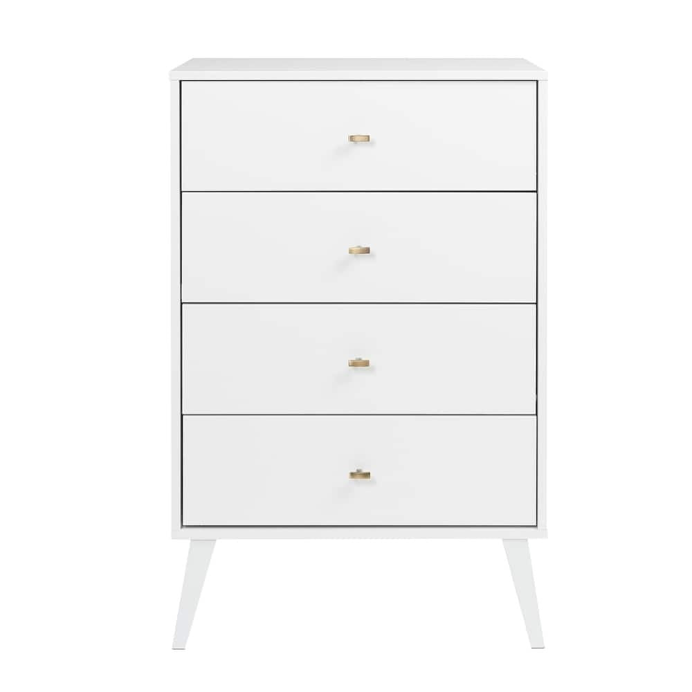 Prepac Milo Mid-Century Modern 4 Drawer Chest of Drawers. Contemporary Bedroom Furniture. Small Dresser for Bedroom