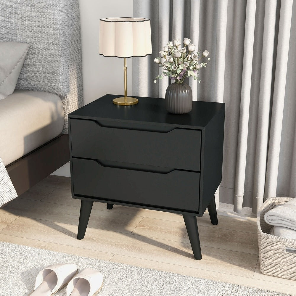 Bodo Mid-century Modern Wood 2-Drawer Nightstand by Carson Carrington