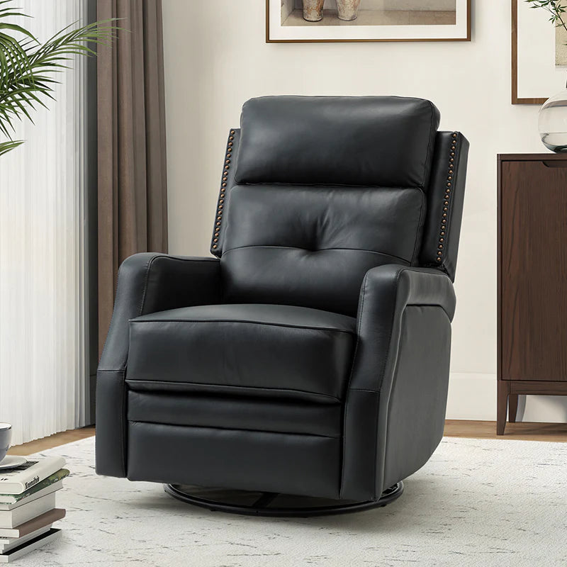 Benito 28.74 Wide Genuine Leather Swivel Rocker Recliner