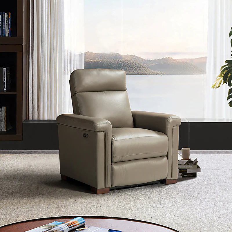 Lea 36.02 Wide Genuine Leather Power Recliner