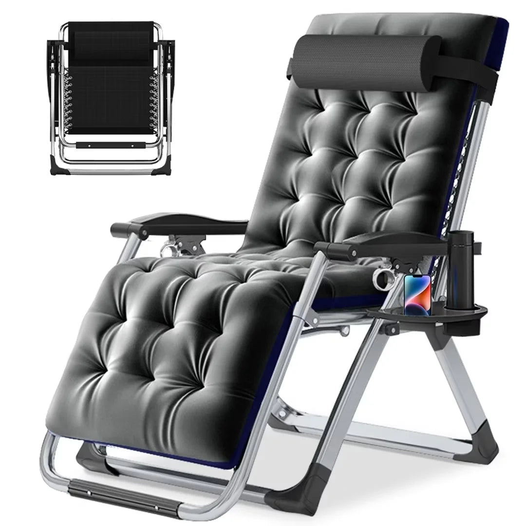 NAIZEA 2 Pack Zero Gravity Chair. Foldable Portable Lawn Recliner with Cushion. Headrest. Cup Holder. Black