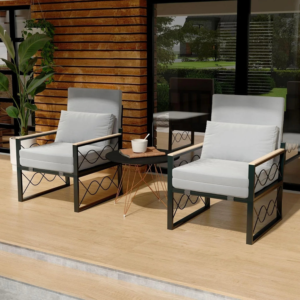 AECOJOY Outdoor Metal Chaise Lounge Chair. Convertible Patio Armchair with Cushions. Adjustable 5-Position Recliner