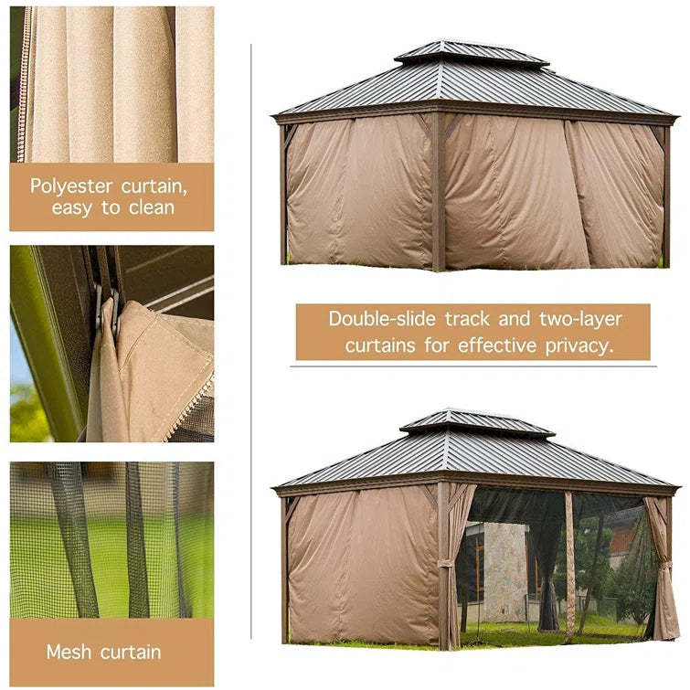 Calaro 12 Ft. W x 10 Ft. D Galvanized Steel Patio Gazebo