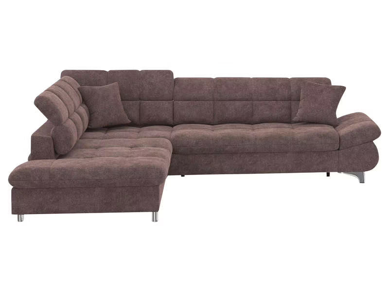 Canapé d'angle gauche/droite convertible TWIN 4 pl Tissu gris