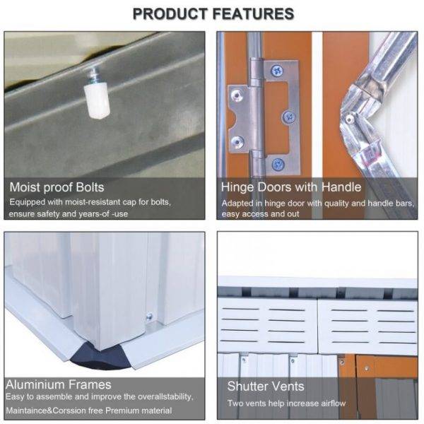5 X 3 Ft Outdoor Storage Shed. Galvanized Metal Garden Shed With Lockable Doors. Tool Storage Shed For Patio Lawn Backyard Trash Cans