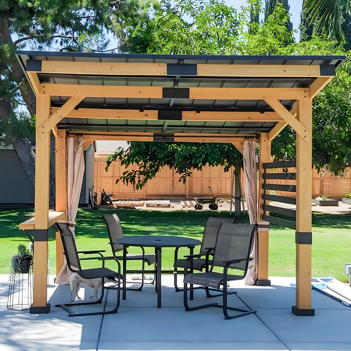 12' W x 10' D Solid Wood Patio Gazebo