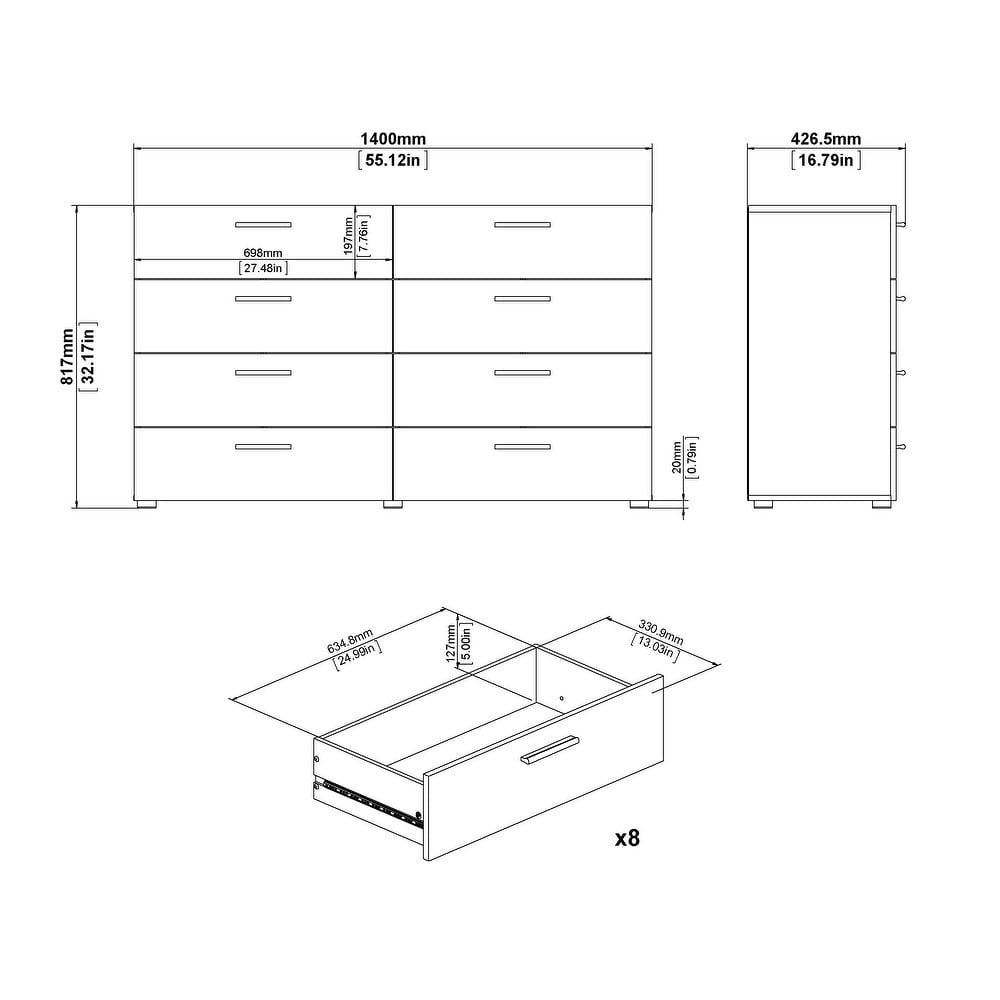 Porch & Den Angus Space-saving 8-Drawer Double Dresser