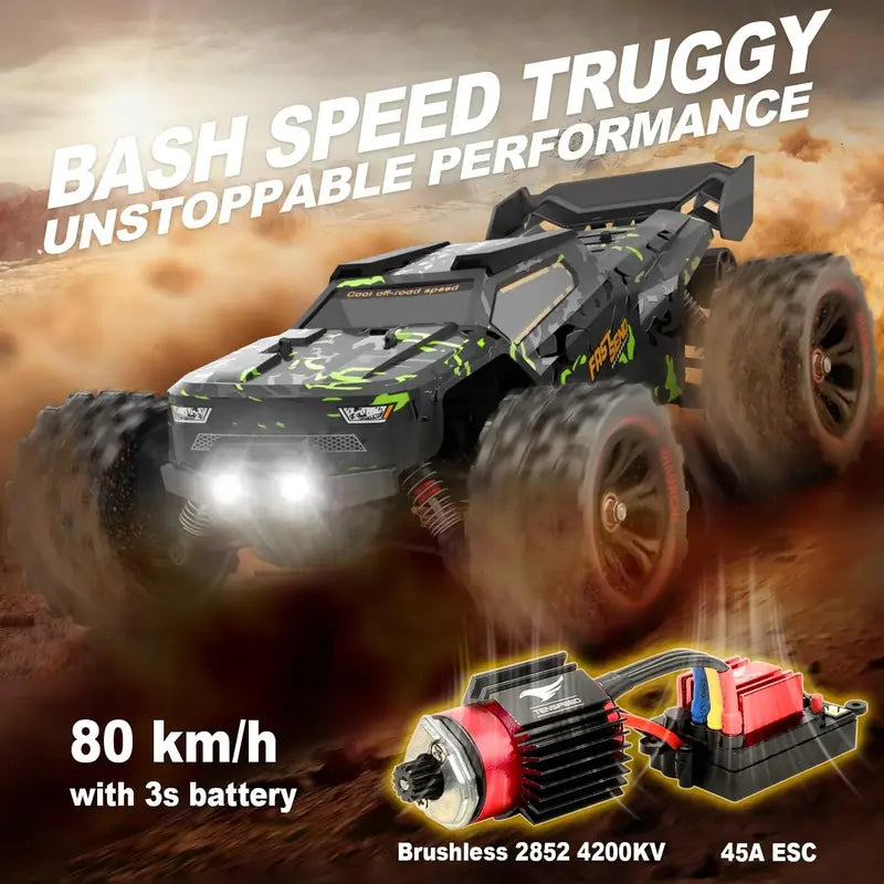 1/16 Scale Brushless RC Car ¨C 42 mph Ready-to-Run Model with Dual Batteries