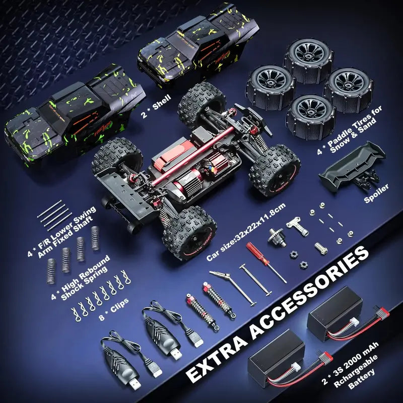 1/16 Scale Brushless RC Car ¨C 42 mph Ready-to-Run Model with Dual Batteries