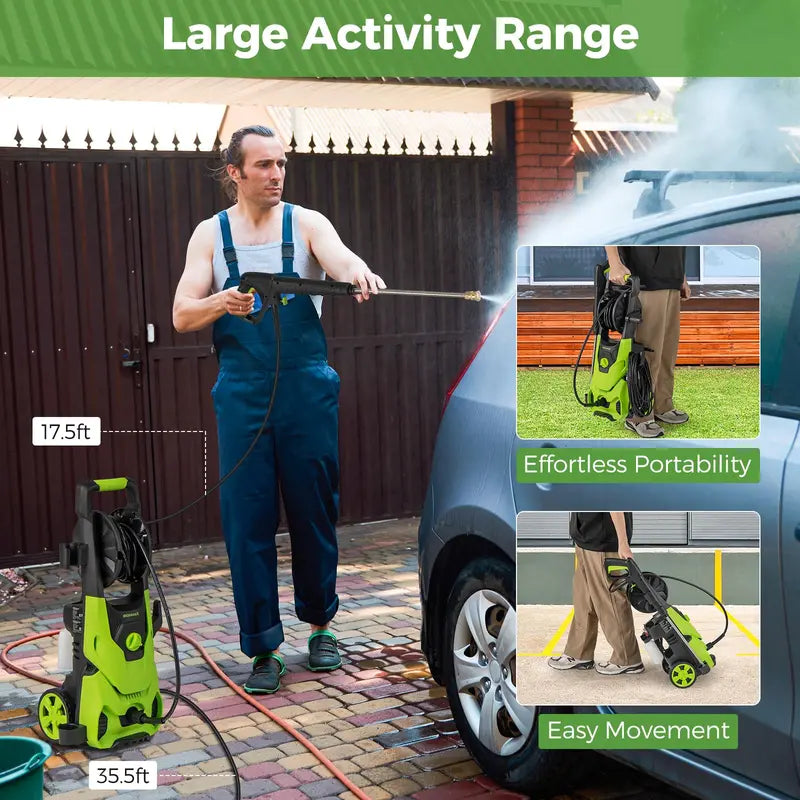 1.2 GPM Electric Pressure Washer ¨C 2150 PSI Output with 4 Quick-Connect Spray Nozzles