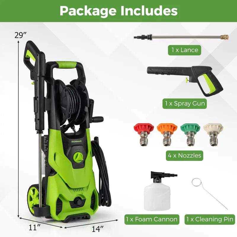1.2 GPM Electric Pressure Washer ¨C 2150 PSI Output with 4 Quick-Connect Spray Nozzles
