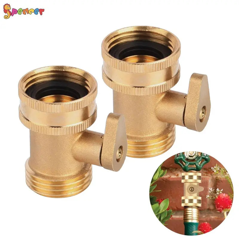 1/2Pack Garden Hose Brass Shut Off Valve. 3/4 Thread Heavy Duty Water Hose Connector Shut off Ball Valve Faucet Hose Adapter