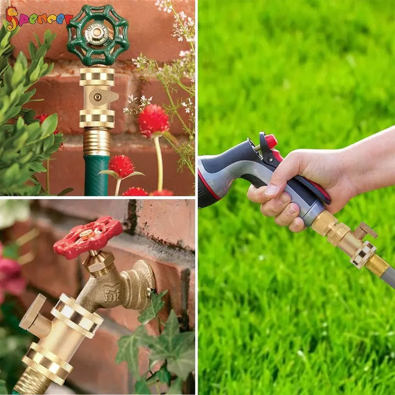 1/2Pack Garden Hose Brass Shut Off Valve. 3/4 Thread Heavy Duty Water Hose Connector Shut off Ball Valve Faucet Hose Adapter