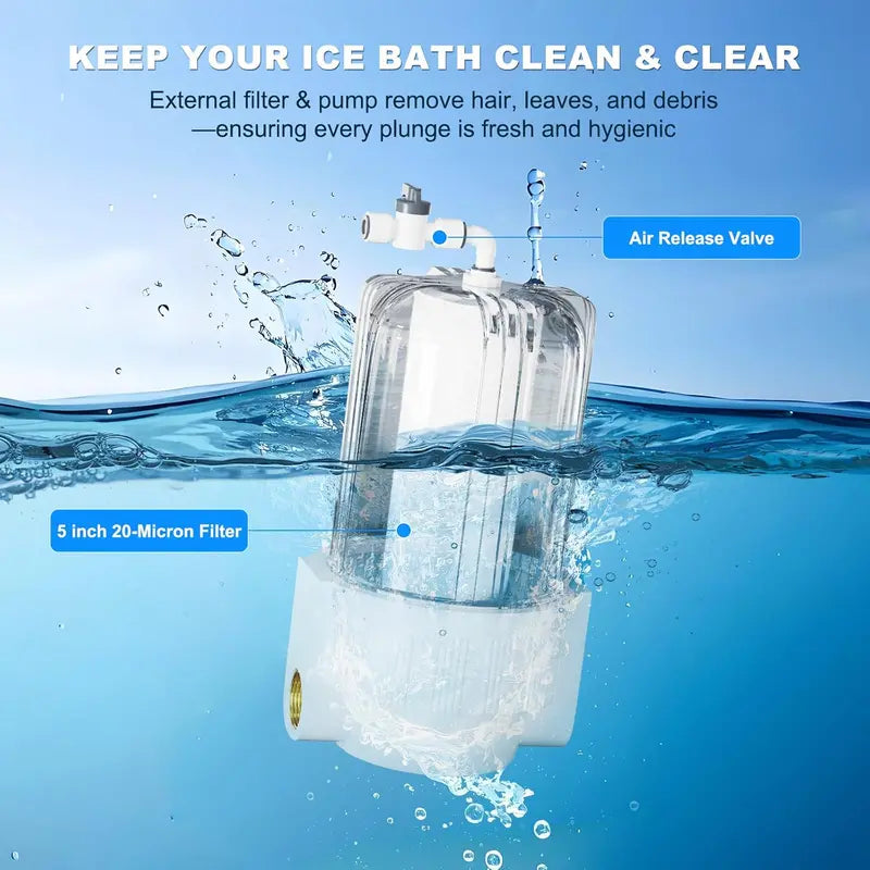 1/3 HP Cold Plunge Water Chiller: External Filter Pump &amp; Cooling System for Home Ice Bath Tubs