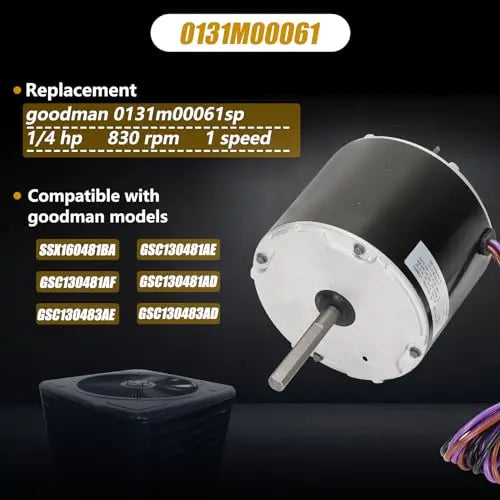 1/4 HP Condenser Fan Motor - Replaces Goodman 0131M00061SP. YDK-180S84062-01 | Zongshan Broad-Ocean 830 RPM 208/230V