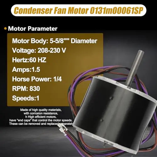 1/4 HP Condenser Fan Motor - Replaces Goodman 0131M00061SP. YDK-180S84062-01 | Zongshan Broad-Ocean 830 RPM 208/230V
