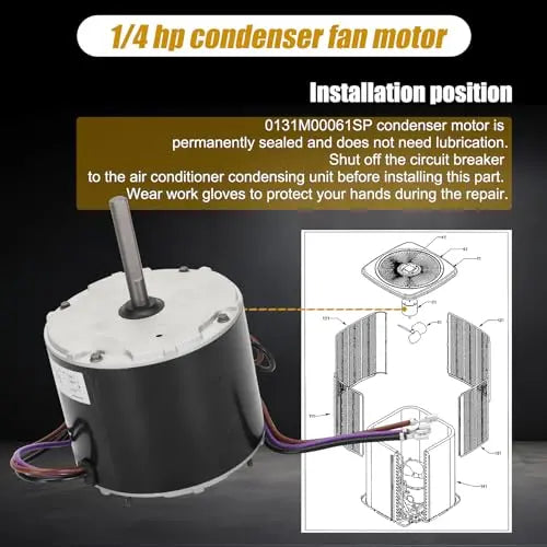 1/4 HP Condenser Fan Motor - Replaces Goodman 0131M00061SP. YDK-180S84062-01 | Zongshan Broad-Ocean 830 RPM 208/230V
