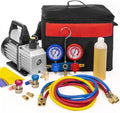 1/4 HP HVAC Vacuum Pump ¨C 3 CFM Refrigeration &amp; AC Service Tool with Manifold Gauge Set