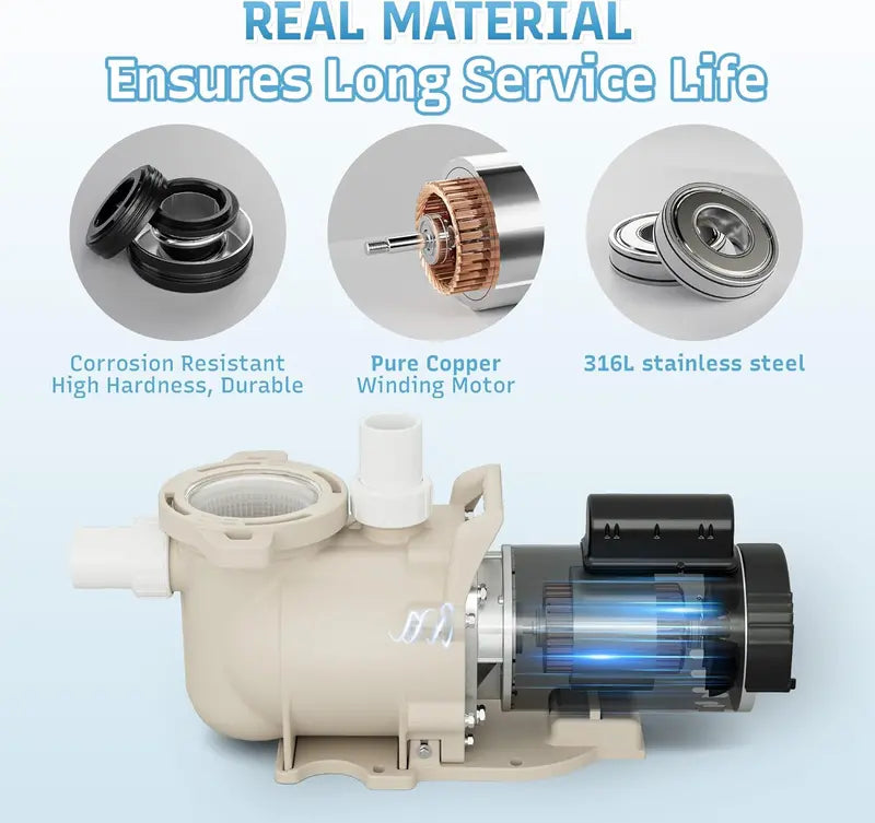 1.5 HP Single-Speed In-Ground Pool Pump ¡ª 6900 GPH. Low-Noise. High-Suction Design with Filter Basket