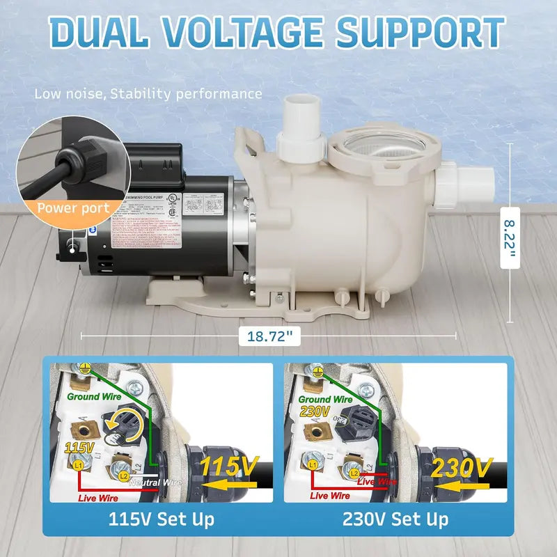 1.5 HP Single-Speed In-Ground Pool Pump ¡ª 6900 GPH. Low-Noise. High-Suction Design with Filter Basket