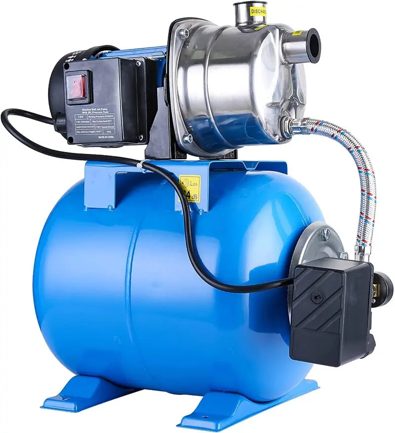 1.6 HP Stainless Steel Shallow Well Jet Pump ¨C 1268 GPH. Includes Pressure Tank for Irrigation & Drainage