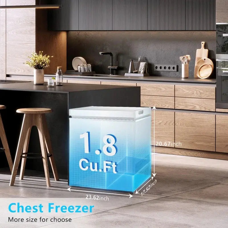 1.8 Cu. Ft. Compact Freestanding Chest Freezer ¨C Removable Basket. Bottom Drain. and 7-Setting Thermostat