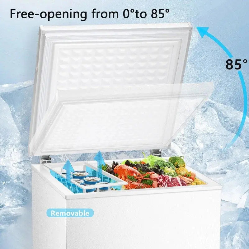 1.8 Cu. Ft. Compact Freestanding Chest Freezer ¨C Removable Basket. Bottom Drain. and 7-Setting Thermostat