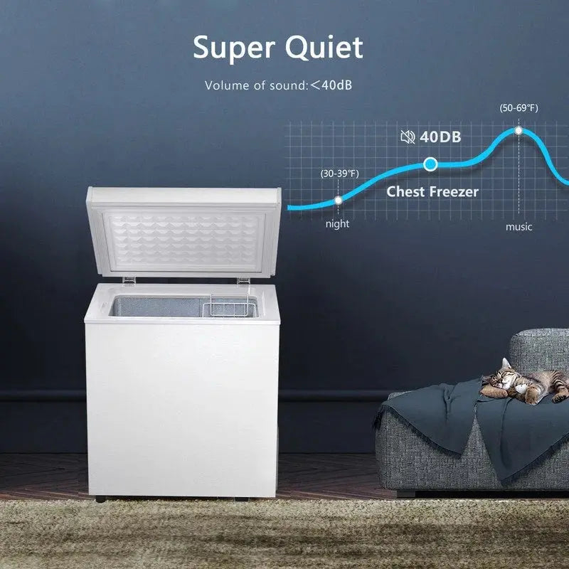 1.8 Cu. Ft. Compact Freestanding Chest Freezer ¨C Removable Basket. Bottom Drain. and 7-Setting Thermostat
