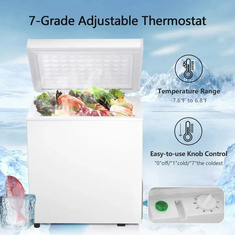 1.8 Cu. Ft. Compact Freestanding Chest Freezer ¨C Removable Basket. Bottom Drain. and 7-Setting Thermostat