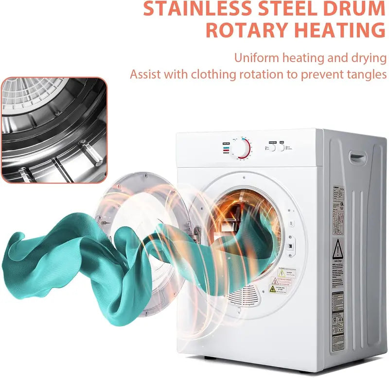 1.8 Cu. Ft. Portable Compact Dryer ¨C Exhaust-Duct Compatible. Space-Saving Design