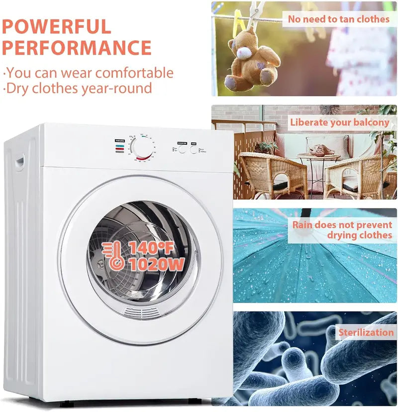 1.8 Cu. Ft. Portable Compact Dryer ¨C Exhaust-Duct Compatible. Space-Saving Design