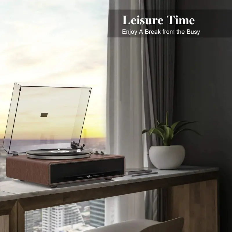 1 by ONE Belt-Drive Turntable ¨C High-Fidelity Vinyl Player with Built-in Stereo Speakers