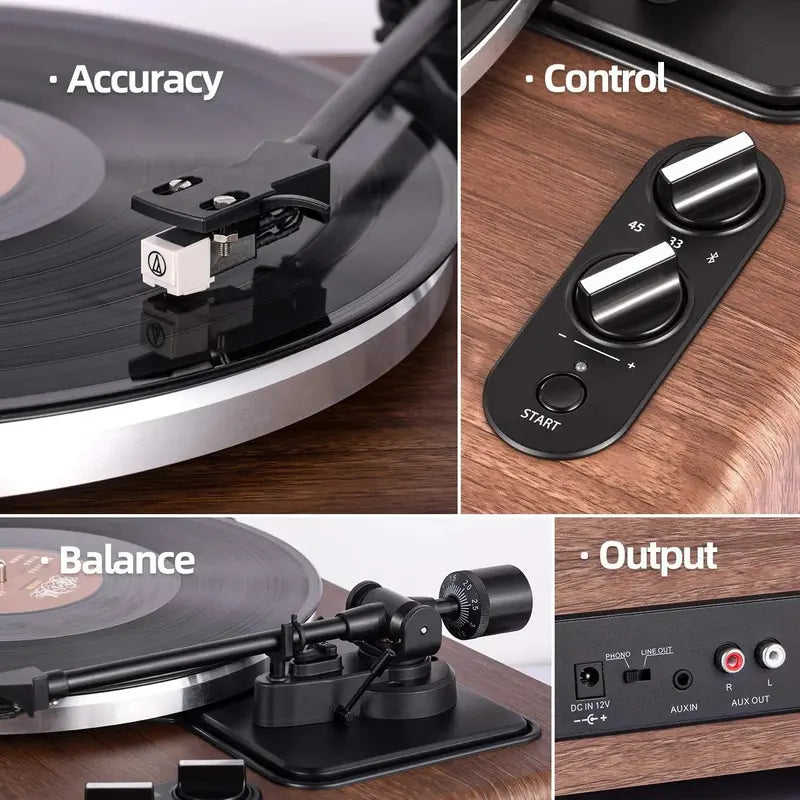 1 by ONE Belt-Drive Turntable ¨C High-Fidelity Vinyl Player with Built-in Stereo Speakers
