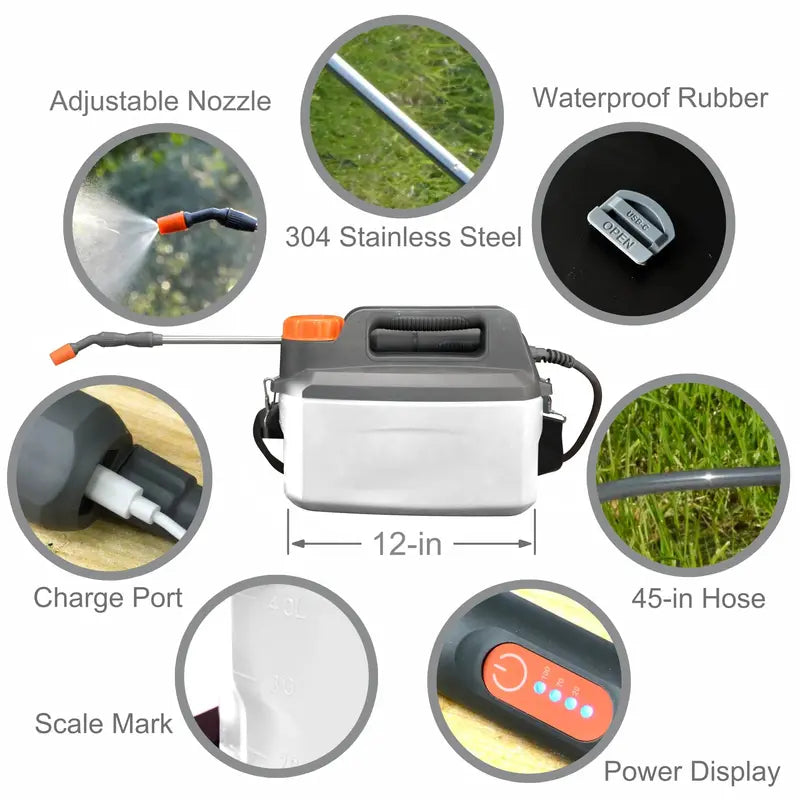1-Gallon USB-C Rechargeable Electric Garden Sprayer ¨C Telescoping Wand. 4000mAh High-Capacity Battery