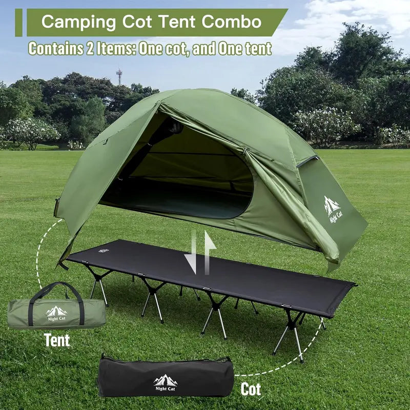 1-Person Off-Ground Cot Tent Combo ¨C Waterproof. Elevated Sleeping System with Quick-Setup Design