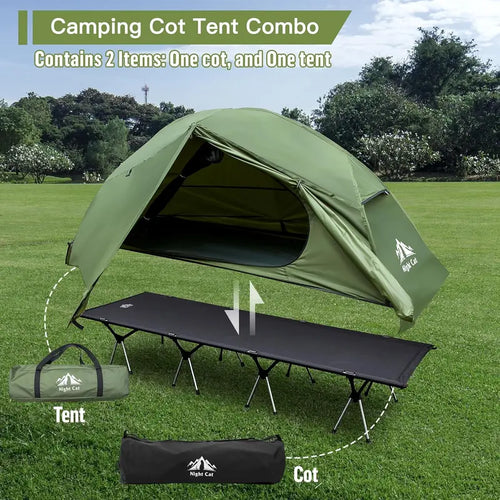 1-Person Off-Ground Cot Tent Combo ¨C Waterproof. Elevated Sleeping System with Quick-Setup Design