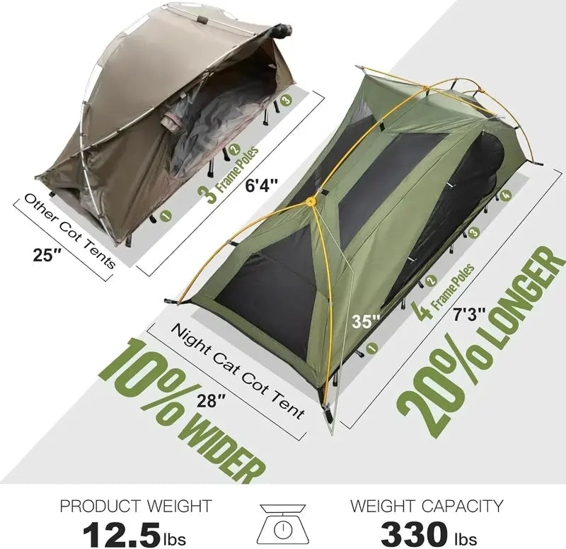 1-Person Off-Ground Cot Tent Combo ¨C Waterproof. Elevated Sleeping System with Quick-Setup Design