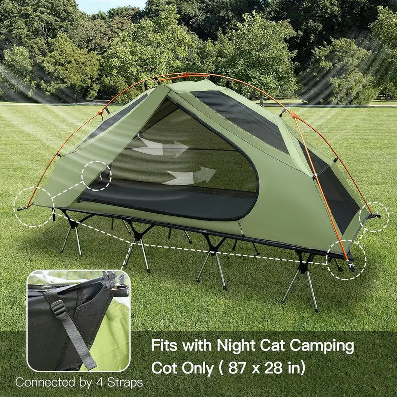 1-Person Off-Ground Cot Tent Combo ¨C Waterproof. Elevated Sleeping System with Quick-Setup Design
