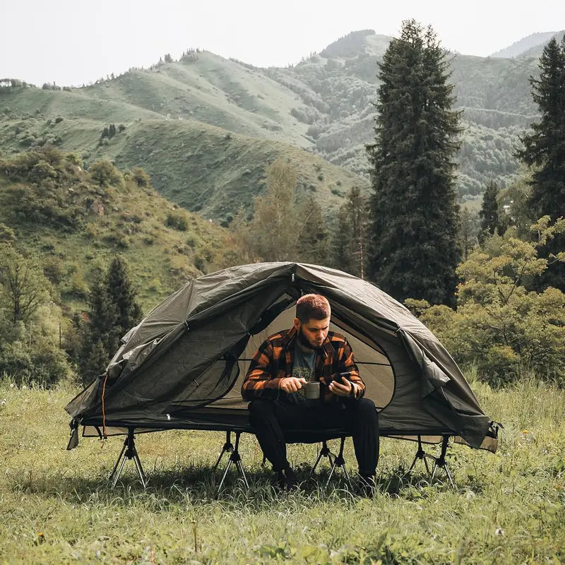 1-Person Off-Ground Cot Tent Combo ¨C Waterproof. Elevated Sleeping System with Quick-Setup Design