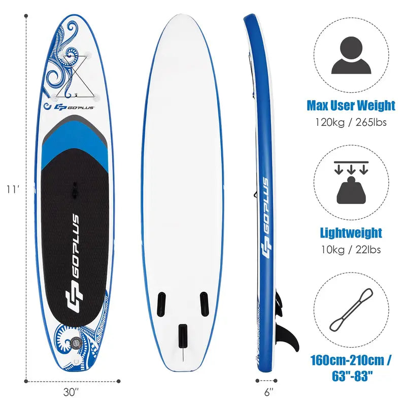 10.5- or 11-Foot Inflatable SUP ¨C 6.5-Inch Thick Stand-Up Paddle Board with Carry Bag
