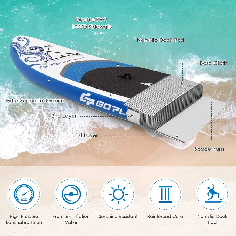 10.5- or 11-Foot Inflatable SUP ¨C 6.5-Inch Thick Stand-Up Paddle Board with Carry Bag
