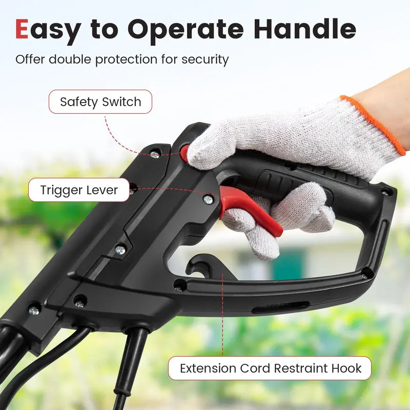 10-Amp Corded Electric Tiller ¨C Foldable Garden Cultivator for Efficient Soil Prep