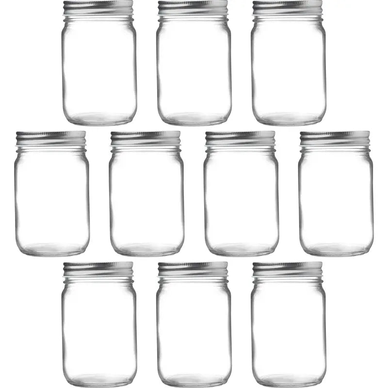 10 Decorating Mason Jars Set. 12 oz. ¨C Canning. Aluminum Lid ¨C Clear